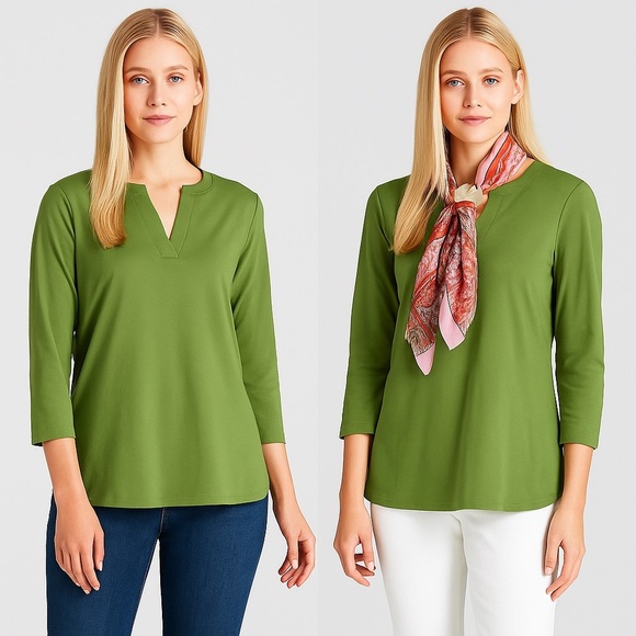 Banana Republic Tops - Banana Republic Green Mandarin Collar Blouse